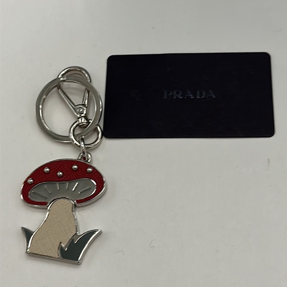 NWT Prada Limited Edition Retro Mushroom bag charm Leather Stud Metal Keychain - Picture 6 of 6